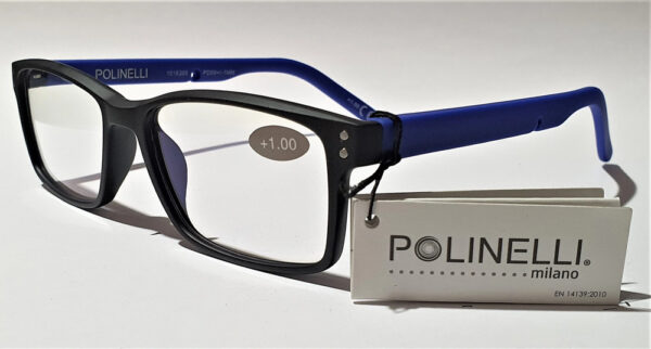 Polinelli® MILANO Quality Premium Reading Glasses - Black / Blue