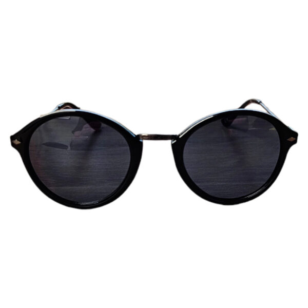 F&F Gloss Black Round Unisex Sunglasses ()